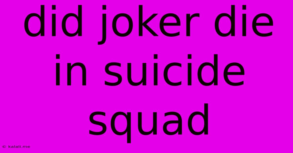 Did Joker Die In Suicide Squad