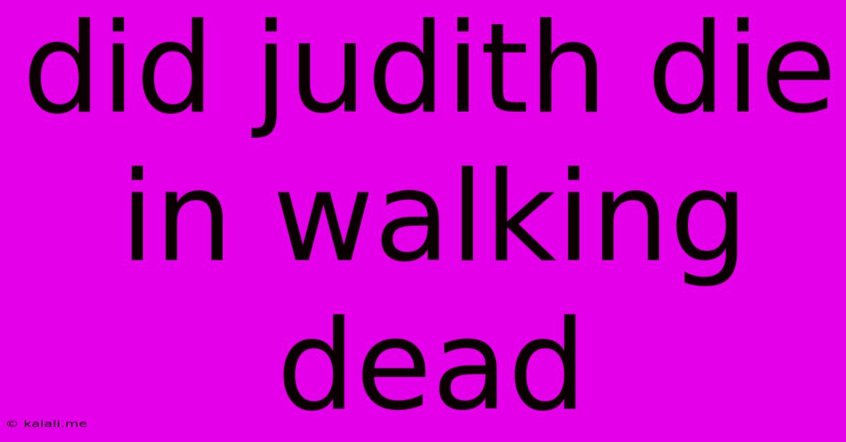 Did Judith Die In Walking Dead