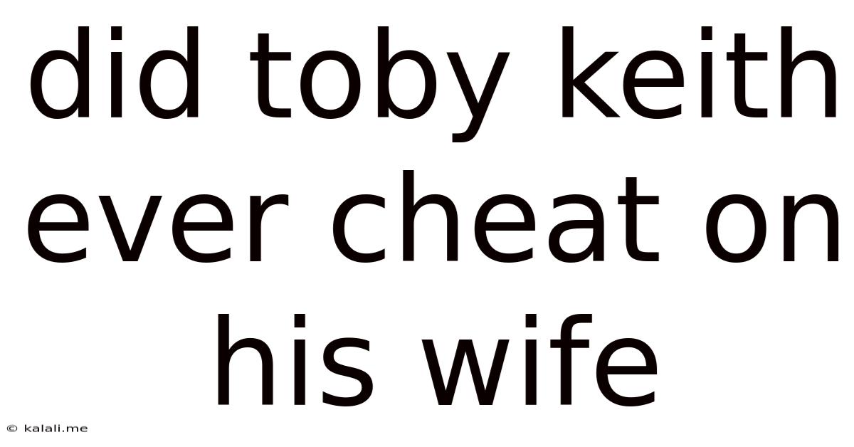 Did Toby Keith Ever Cheat On His Wife