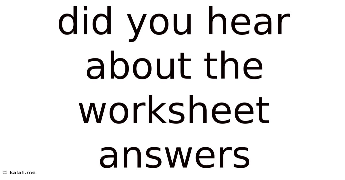 Did You Hear About The Worksheet Answers
