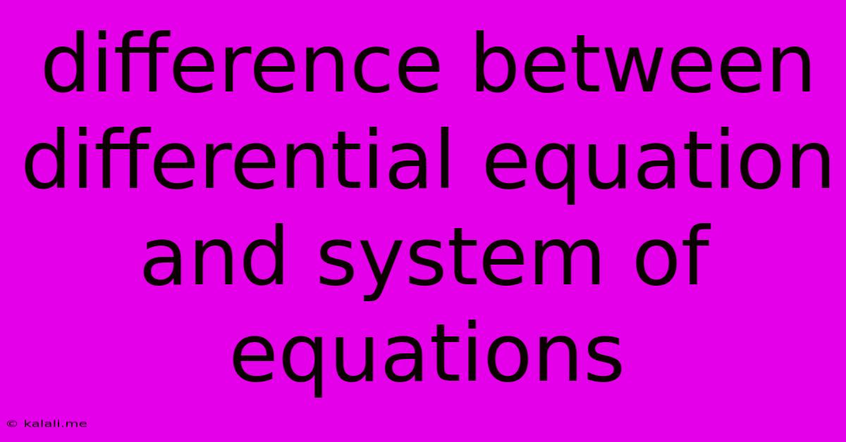 Difference Between Differential Equation And System Of Equations