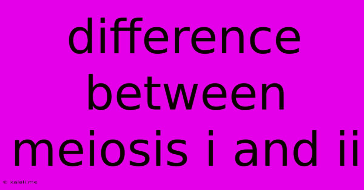 Difference Between Meiosis I And Ii