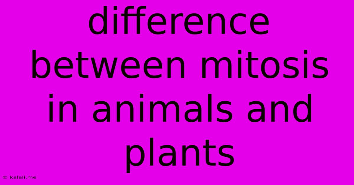 Difference Between Mitosis In Animals And Plants