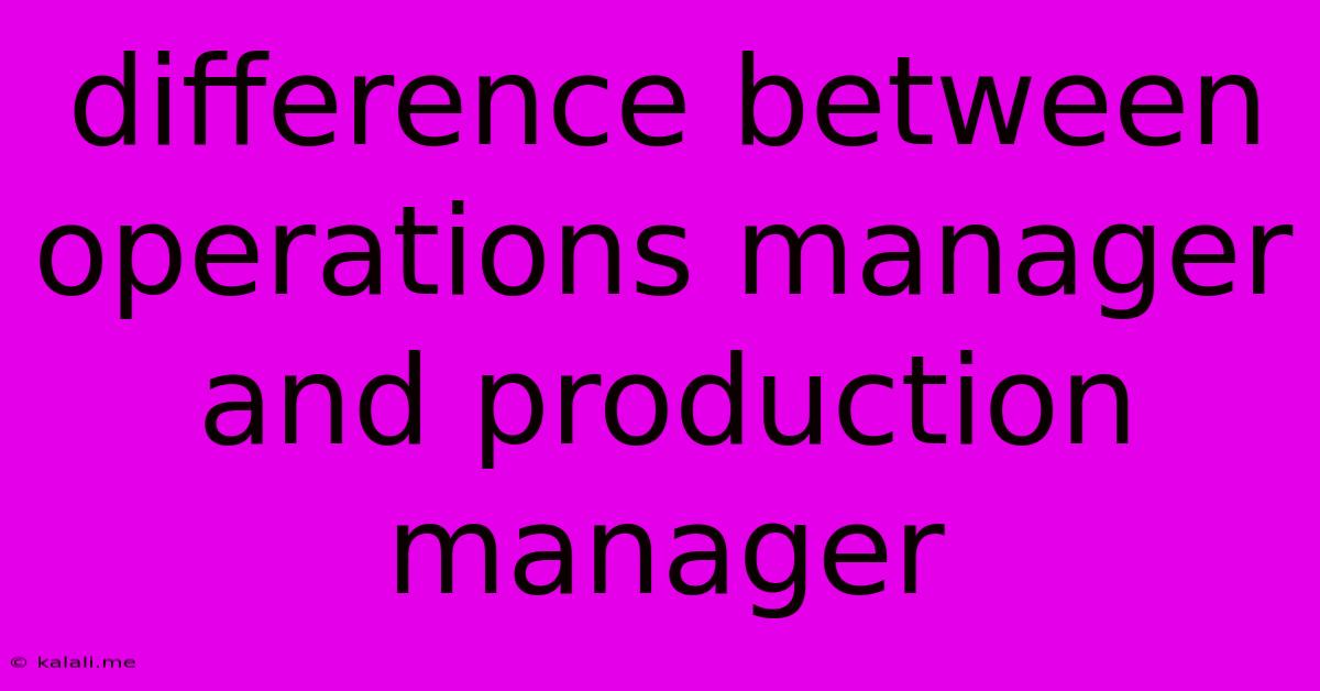 Difference Between Operations Manager And Production Manager