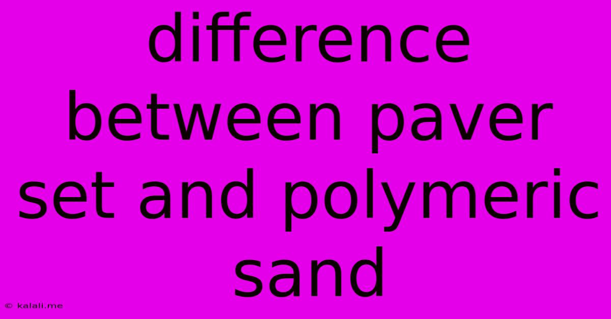 Difference Between Paver Set And Polymeric Sand