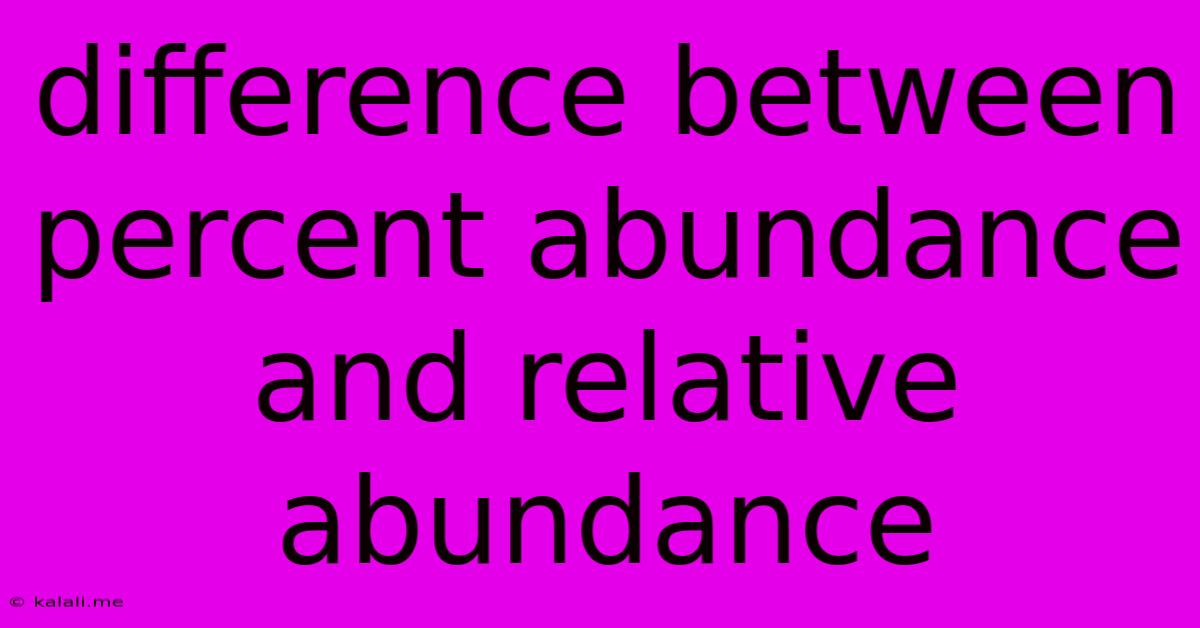 Difference Between Percent Abundance And Relative Abundance