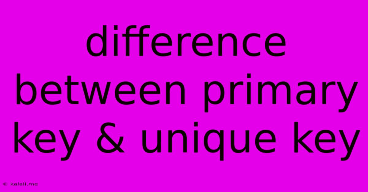 Difference Between Primary Key & Unique Key