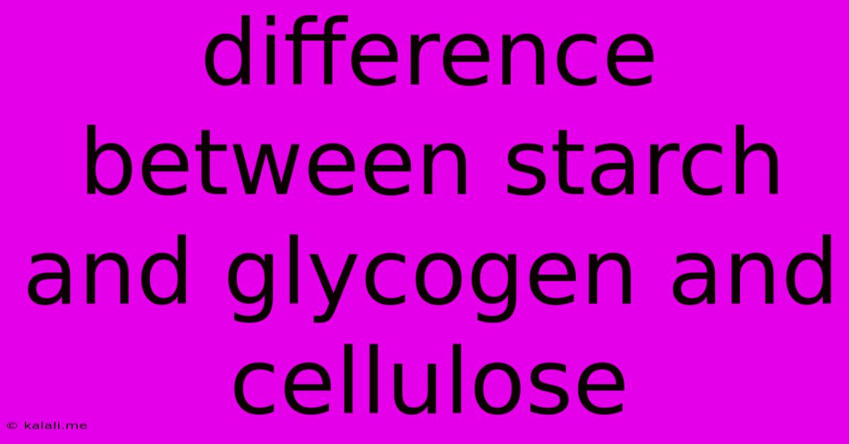 Difference Between Starch And Glycogen And Cellulose