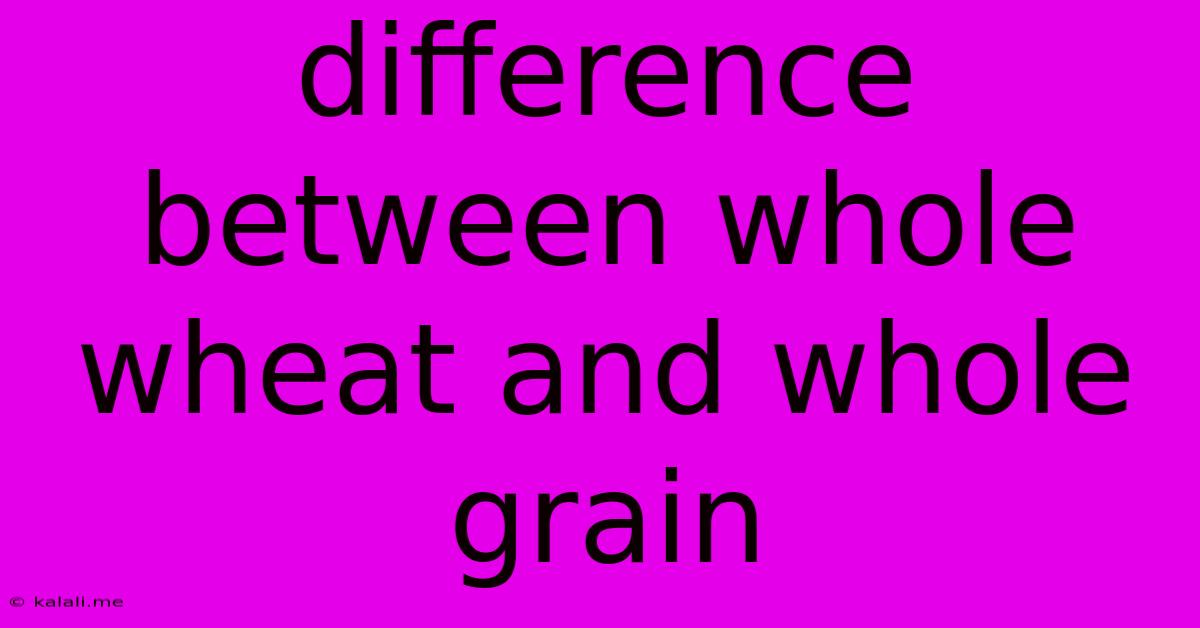 Difference Between Whole Wheat And Whole Grain