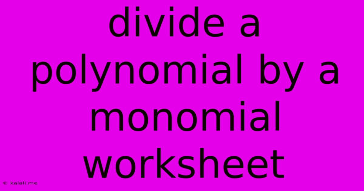 Divide A Polynomial By A Monomial Worksheet