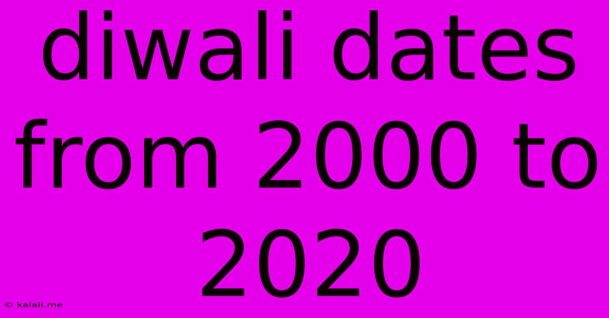 Diwali Dates From 2000 To 2020