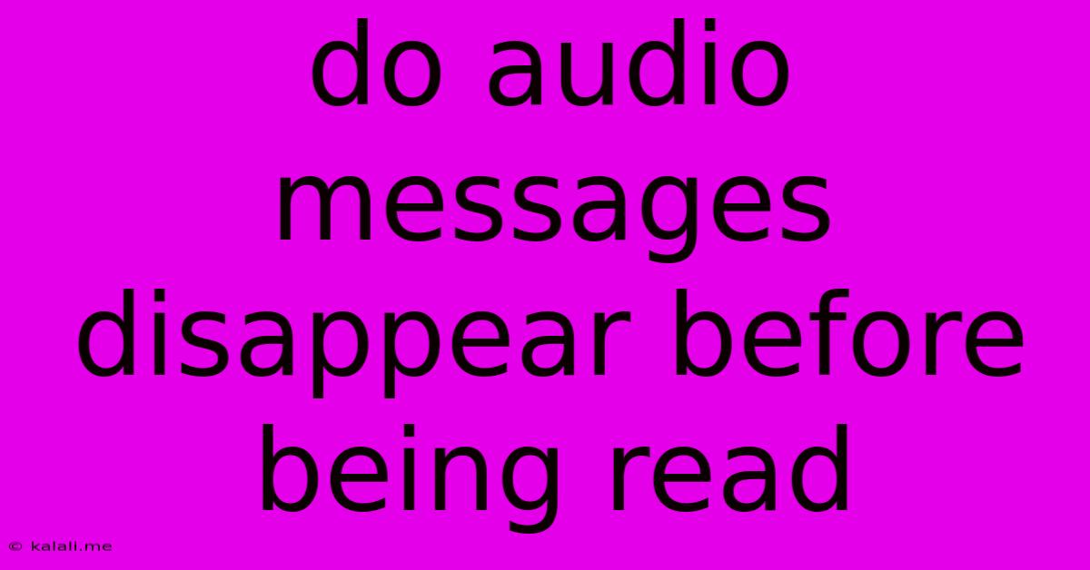 Do Audio Messages Disappear Before Being Read