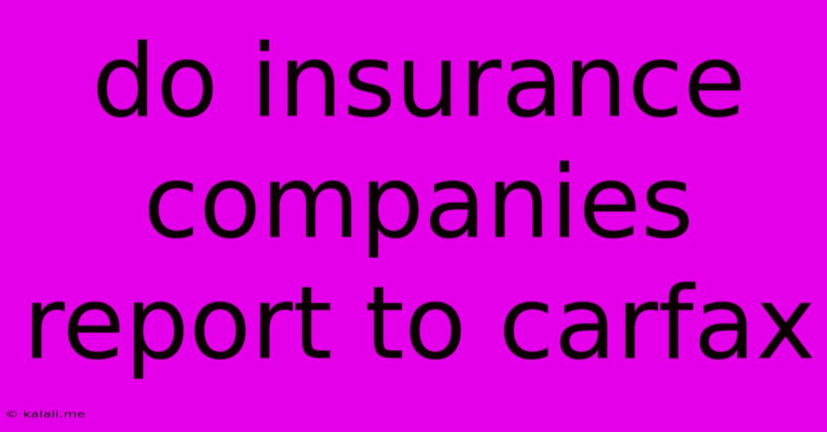 Do Insurance Companies Report To Carfax