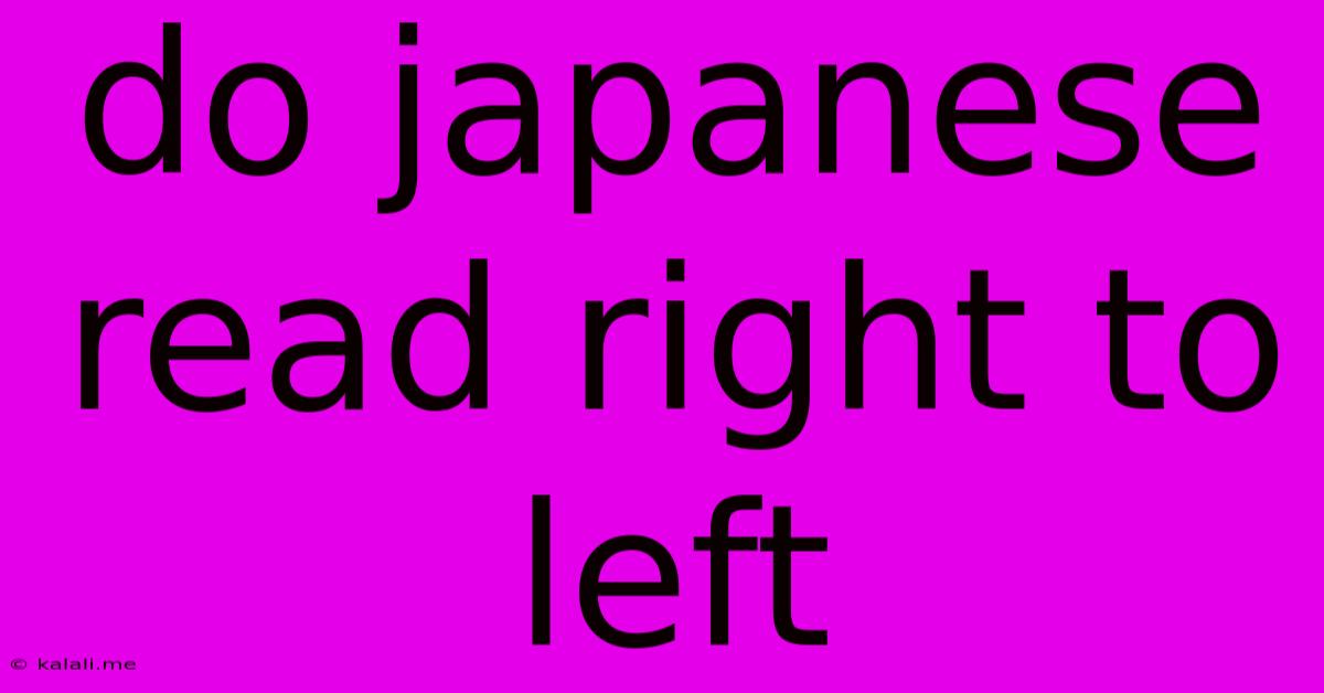 Do Japanese Read Right To Left