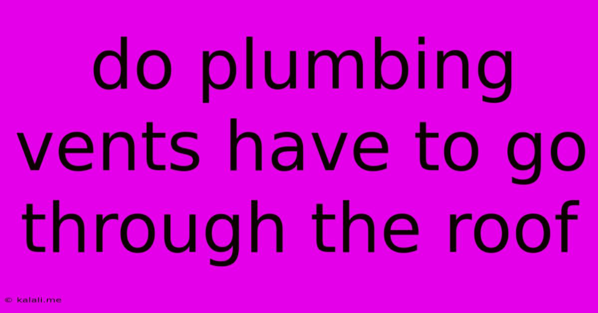 Do Plumbing Vents Have To Go Through The Roof