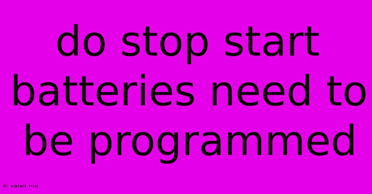 Do Stop Start Batteries Need To Be Programmed