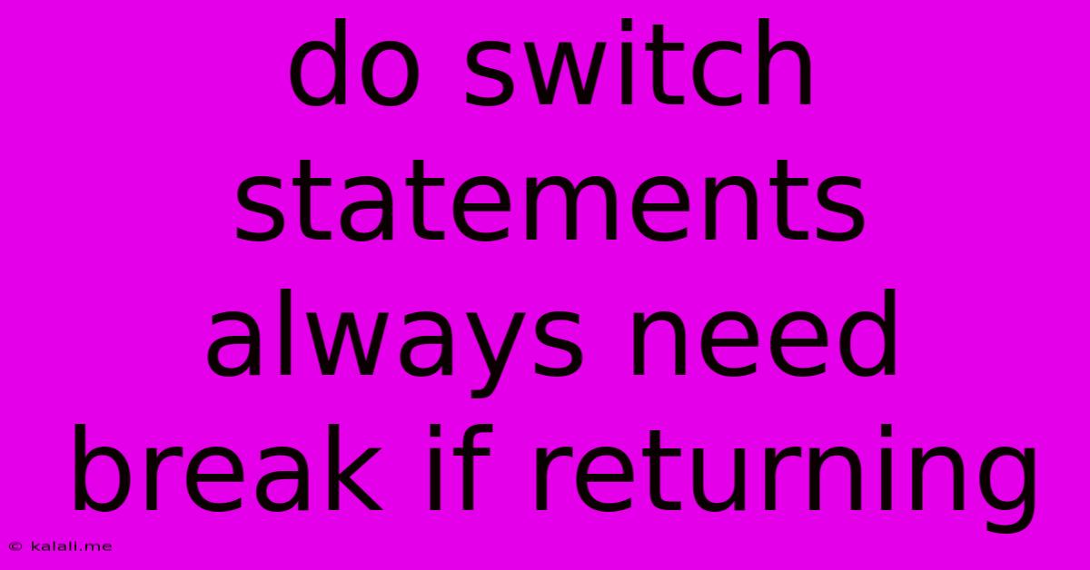 Do Switch Statements Always Need Break If Returning