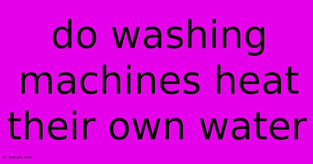 Do Washing Machines Heat Their Own Water