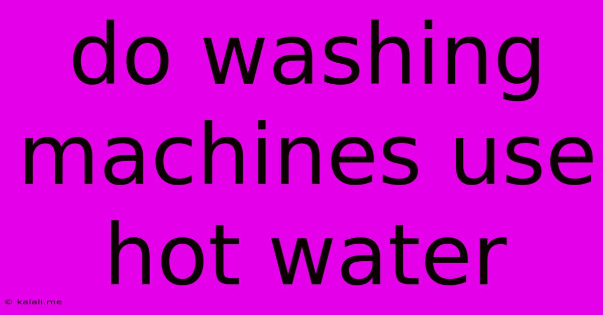 Do Washing Machines Use Hot Water