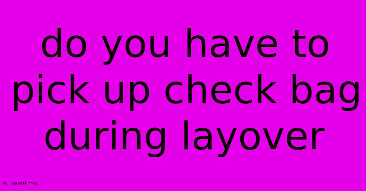 Do You Have To Pick Up Check Bag During Layover