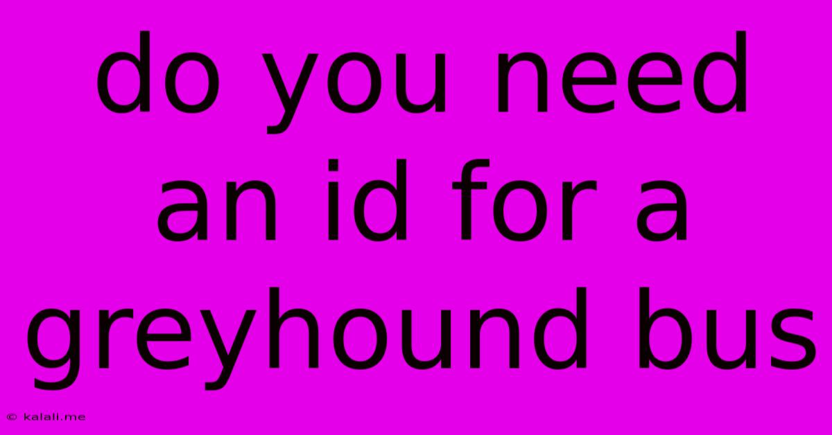Do You Need An Id For A Greyhound Bus