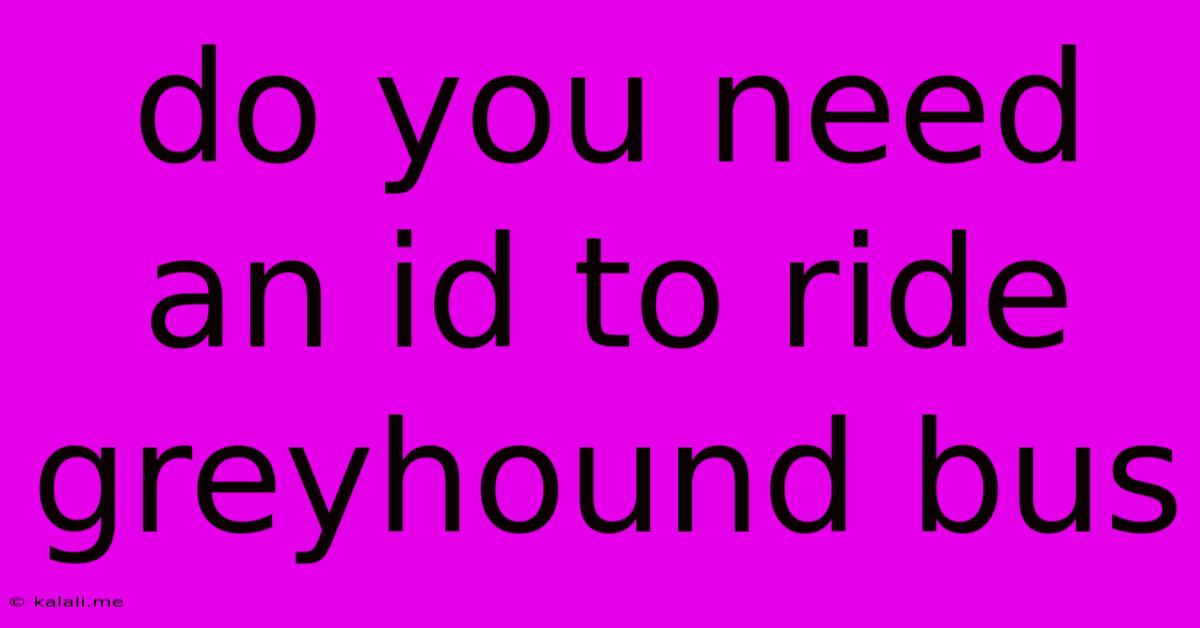Do You Need An Id To Ride Greyhound Bus