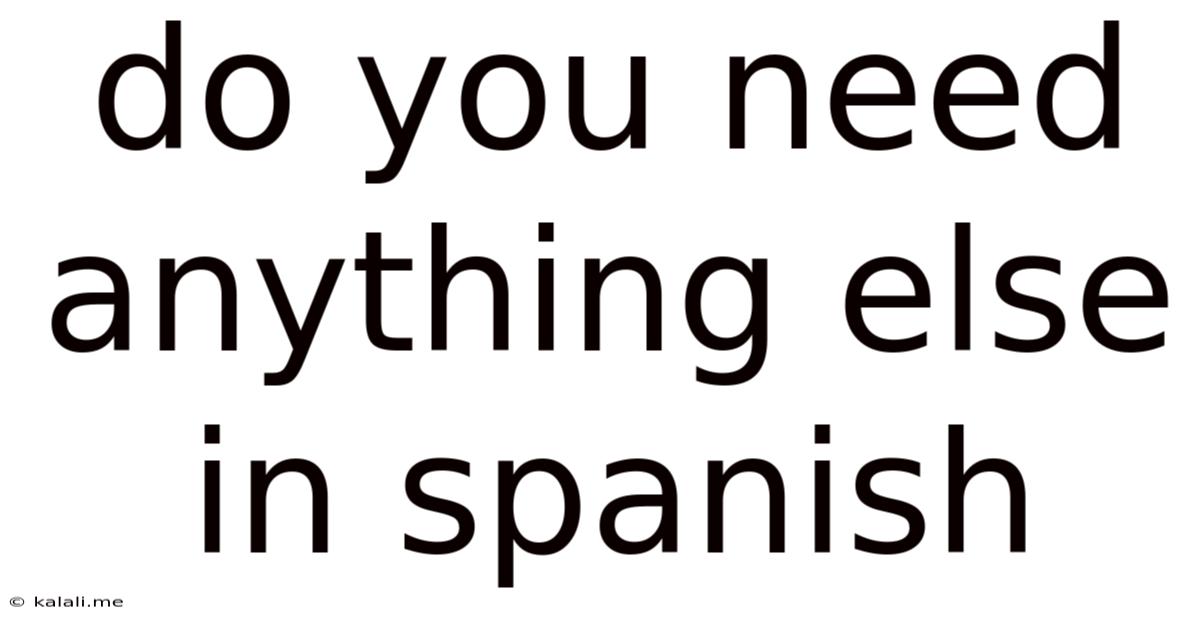Do You Need Anything Else In Spanish