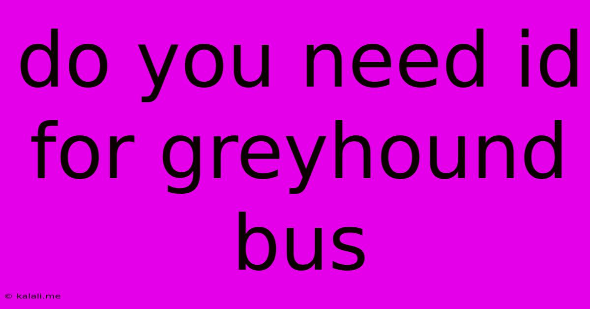 Do You Need Id For Greyhound Bus