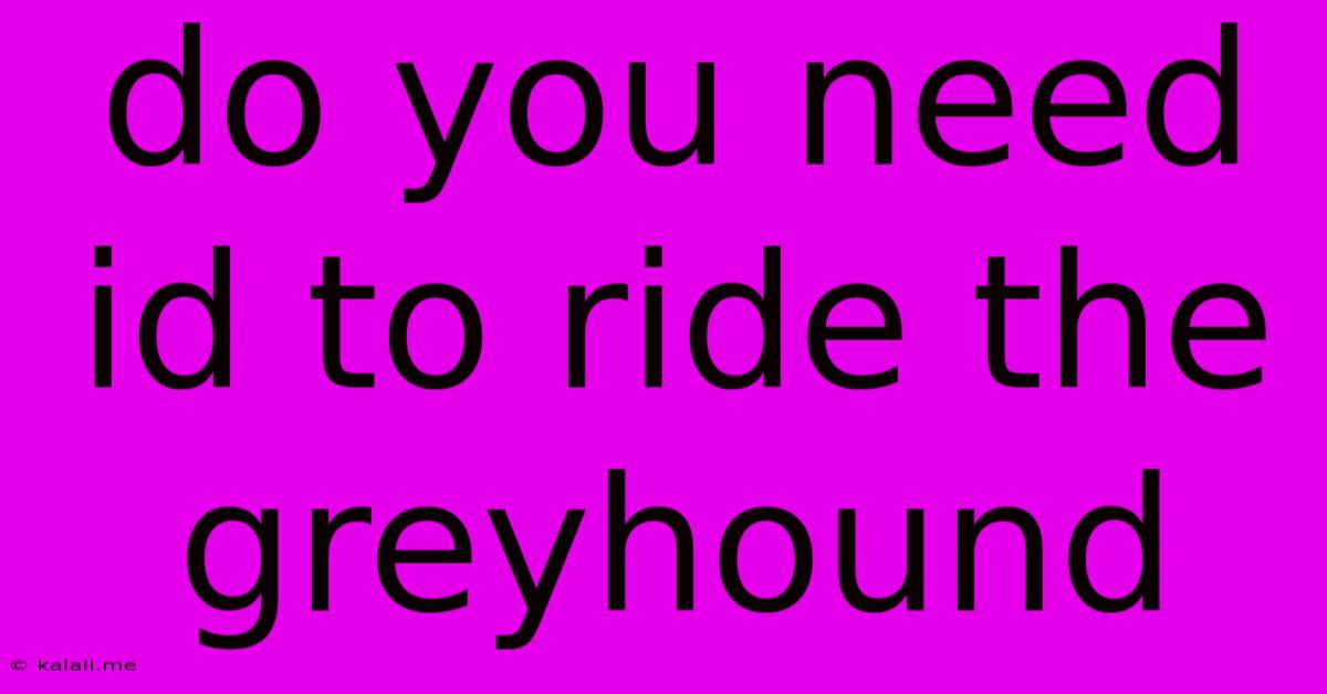 Do You Need Id To Ride The Greyhound