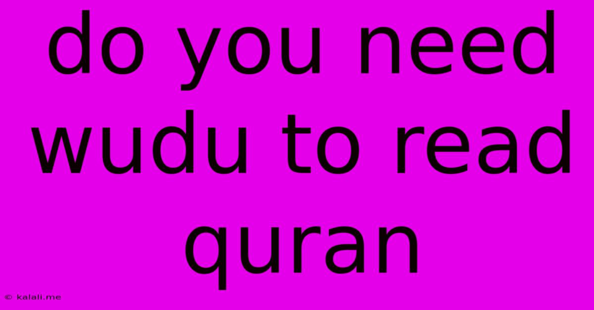 Do You Need Wudu To Read Quran