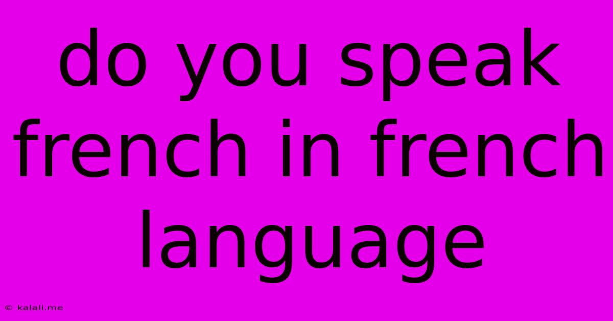 Do You Speak French In French Language