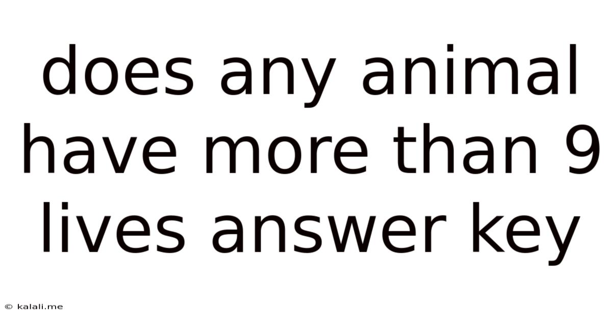 Does Any Animal Have More Than 9 Lives Answer Key