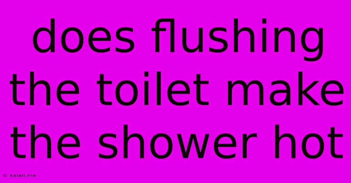 Does Flushing The Toilet Make The Shower Hot
