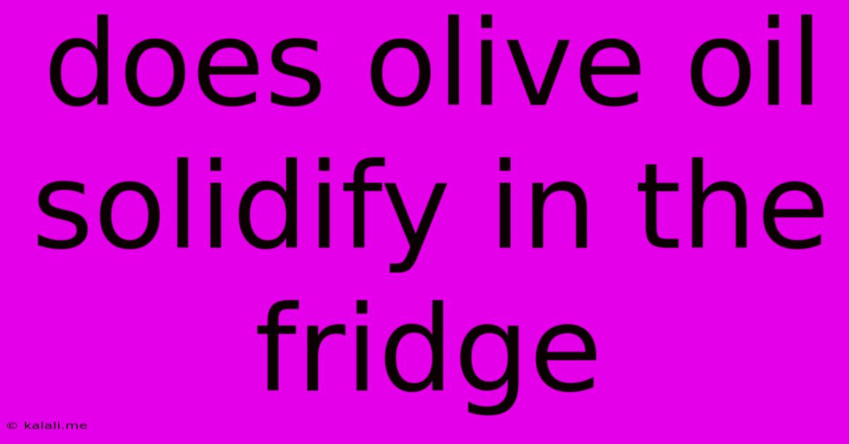 Does Olive Oil Solidify In The Fridge