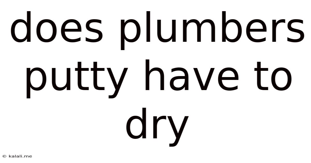 Does Plumbers Putty Have To Dry