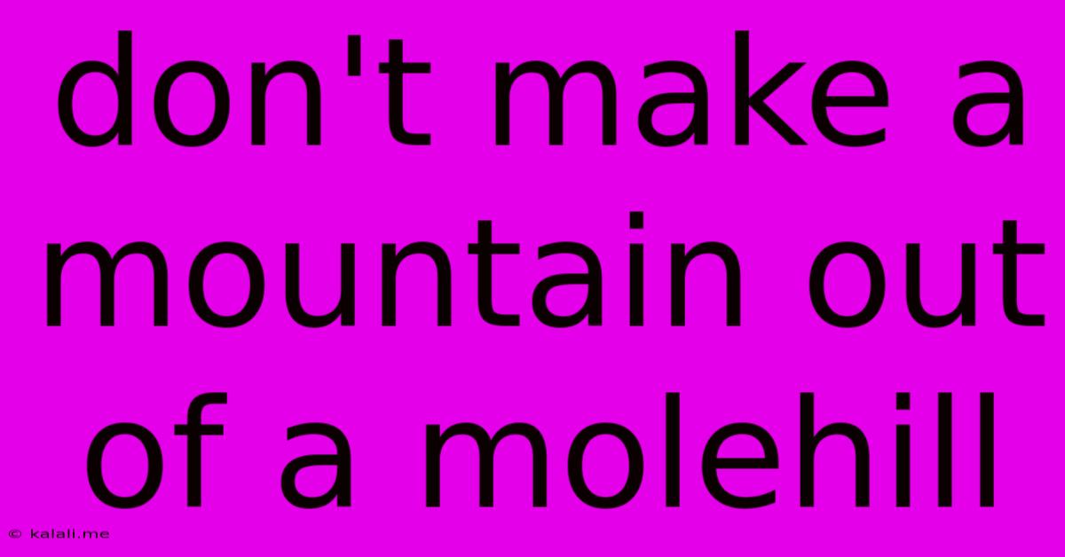 Don't Make A Mountain Out Of A Molehill