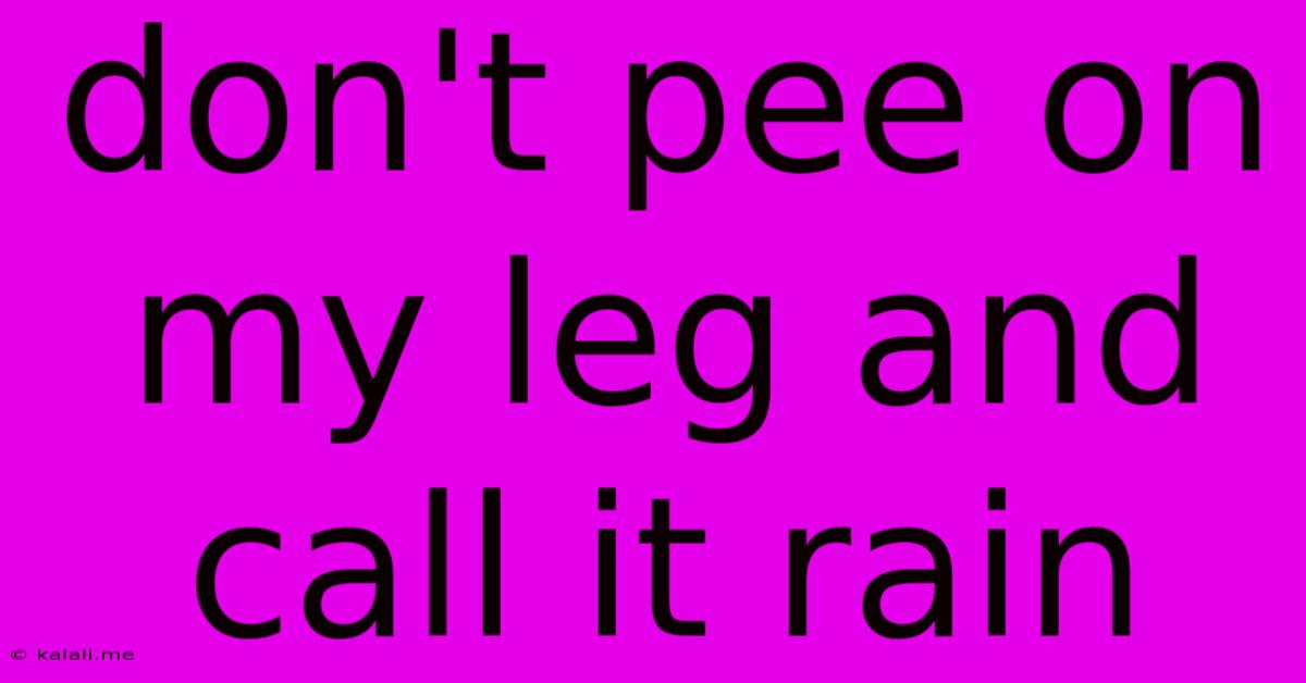 Don't Pee On My Leg And Call It Rain