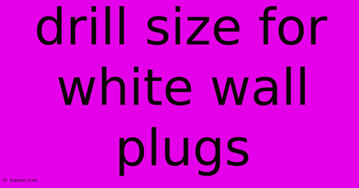 Drill Size For White Wall Plugs