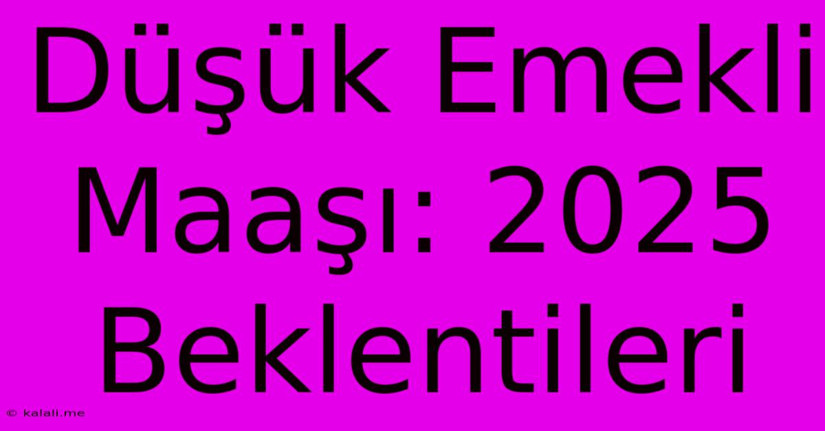 Düşük Emekli Maaşı: 2025 Beklentileri