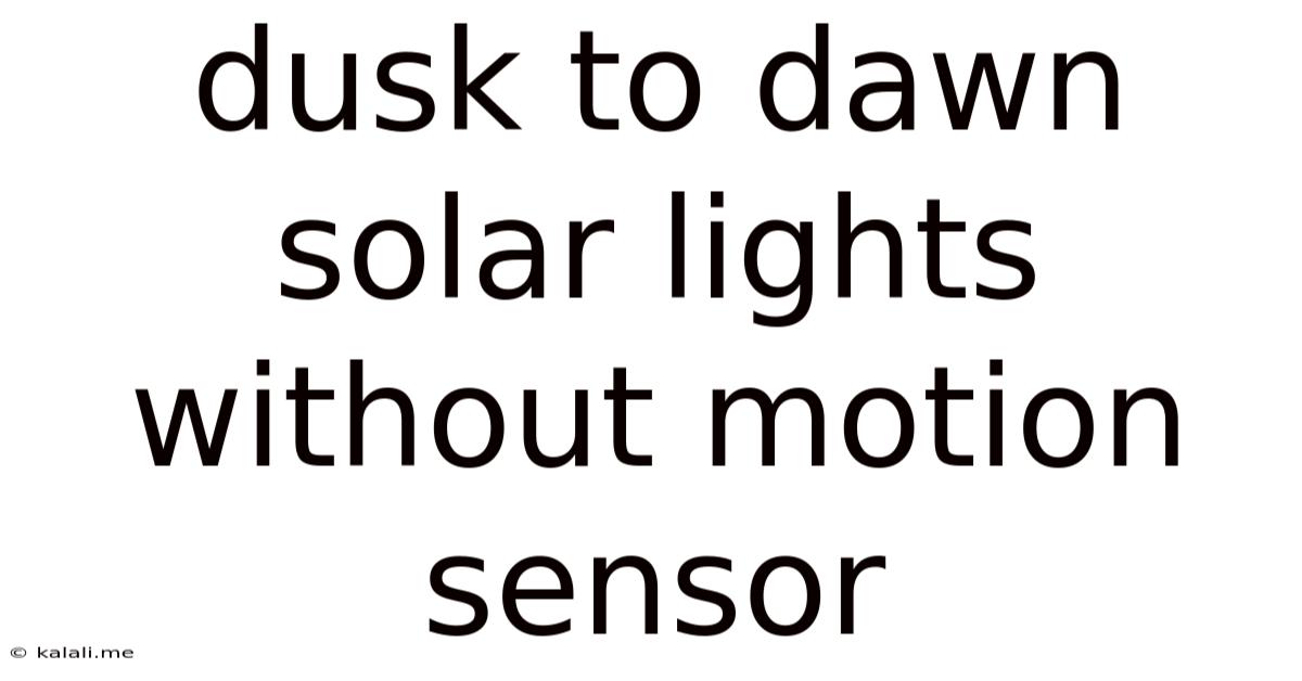 Dusk To Dawn Solar Lights Without Motion Sensor