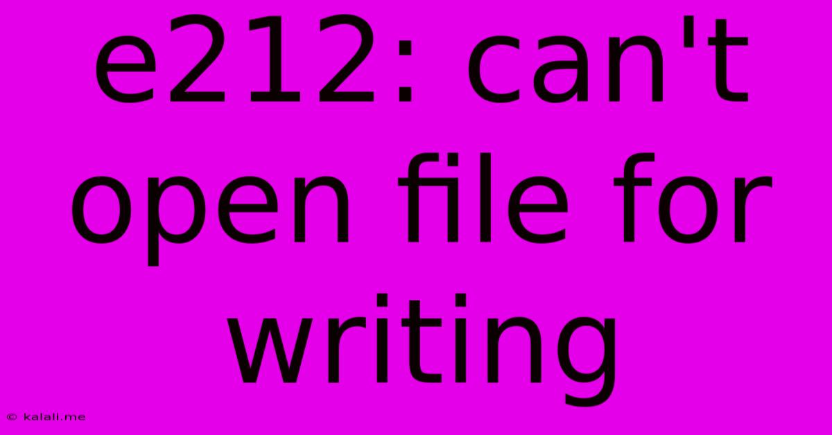 E212: Can't Open File For Writing
