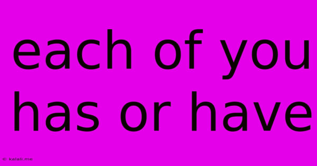Each Of You Has Or Have