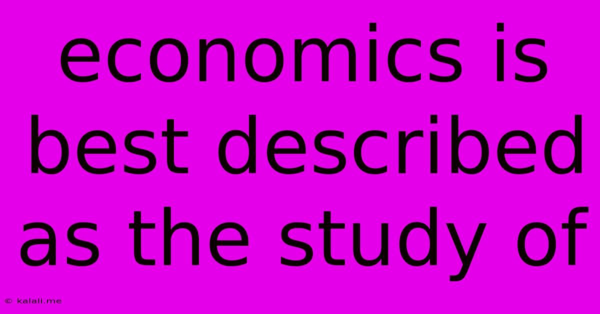 Economics Is Best Described As The Study Of