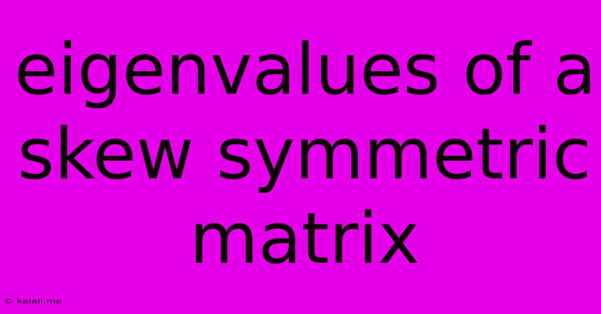 Eigenvalues Of A Skew Symmetric Matrix