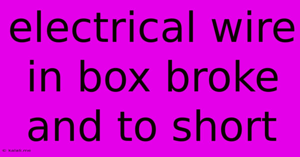 Electrical Wire In Box Broke And To Short