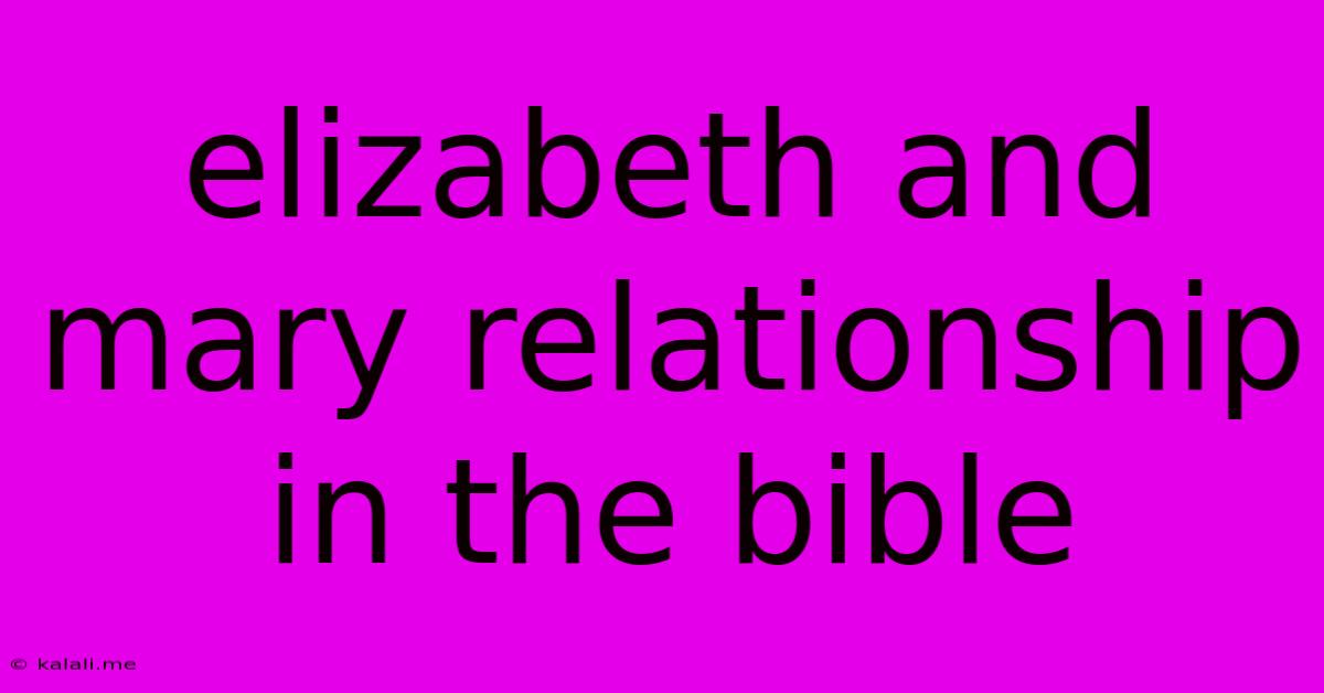 Elizabeth And Mary Relationship In The Bible
