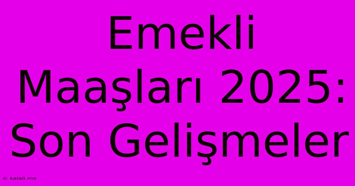 Emekli Maaşları 2025: Son Gelişmeler