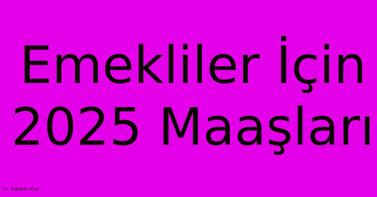 Emekliler İçin 2025 Maaşları