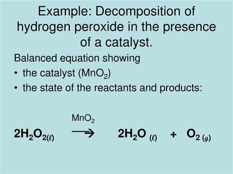 Equation For Decomposition Of Hydrogen Peroxide