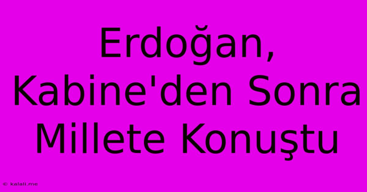 Erdoğan, Kabine'den Sonra Millete Konuştu